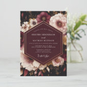 Plum Opulent Bloom Wedding Einladung (Stehend Vorderseite)