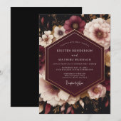 Plum Opulent Bloom Wedding Einladung (Vorne/Hinten)