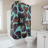 Plum Orange Butterfells Schwarzes Monogramm Duschvorhang (Beispiel)