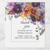 Plum Orange Floral Personalisiert Weinetikett (Einzelnes Label)