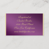 Plum Peacock Wedding Bridal Business Card Begleitkarte (Rückseite)