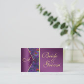 Plum Peacock Wedding Bridal Business Card Begleitkarte (Stehend Vorderseite)