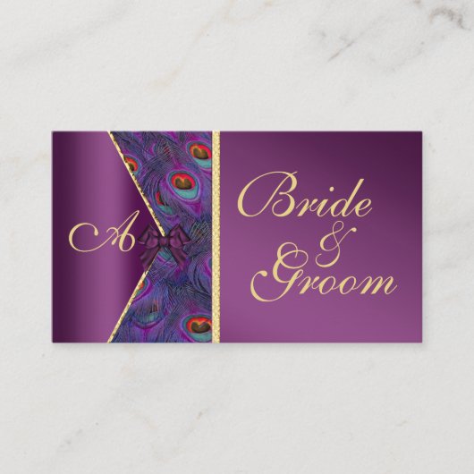 Plum Peacock Wedding Bridal Business Card Begleitkarte (Vorderseite)