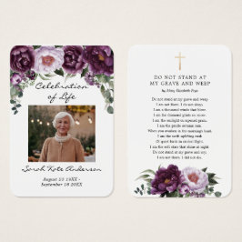 Plum Peonies Beerdigung in Love Memory Poem Card