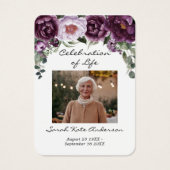 Plum Peonies Beerdigung in Love Memory Poem Card (Vorderseite)