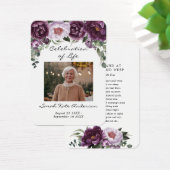 Plum Peonies Beerdigung in Love Memory Poem Card (Schreibtisch)