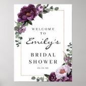 Plum Peonies Brautparty Begrüßungszeichen Poster (Vorne)
