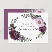 Plum Peonies Bridesmaid Vorschlag Card Postkarte (Vorne/Hinten)
