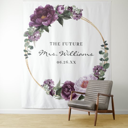 Plum Peonies Romantic Floral Bridal Hintergrund Wandteppich (Beispiel)