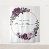 Plum Peonies Romantic Floral Bridal Hintergrund Wandteppich (Vorderseite)