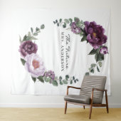Plum Peonies Romantic Floral Bridal Hintergrund Wandteppich (Beispiel (Horizontal))