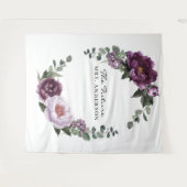 Plum Peonies Romantic Floral Bridal Hintergrund Wandteppich (Vorderseite (Horizontal))