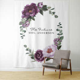 Plum Peonies Romantic Floral Bridal Hintergrund Wandteppich