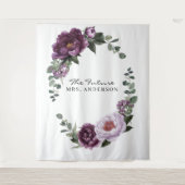 Plum Peonies Romantic Floral Bridal Hintergrund Wandteppich (Vorderseite)