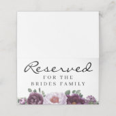 Plum Peonies vorbehaltener Stuhl oder Tafelzeichen Platzkarte (Außenseite Aufgefaltet)