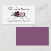 Plum Peonies Wedding Website Insert Card (Vorne/Hinten)