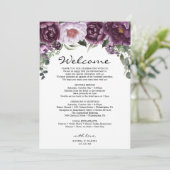 Plum Peonies Wedding Willkommensprogramm Programm (Stehend Vorderseite)