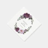 Plum Peonies Wedkin Cocktail Napkin Serviette (Ecke)