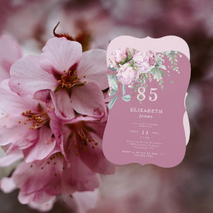 Plum Pink Floral 85. Geburtstagsparty Einladung