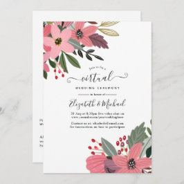 Plum Pink und Gold Floral Online Virtual Wedding Einladung