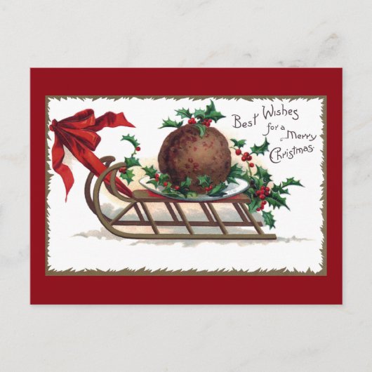 Plum Pudding on Sleigh Vintage Weihnachten (Vorderseite)