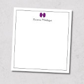 Plum Purple Bow Border Script Custom Name Script Notizblock