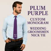 Plum Purple | Custom Monogram Wedding Groomsmen  Krawatte