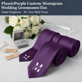 Plum Purple | Custom Monogram Wedding Groomsmen Krawatte