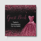Plum Purple Dress Faux Glitter Quinceanera Gästebuch (Vorderseite)