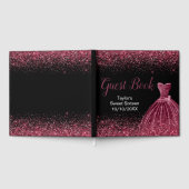 Plum Purple Dress Faux Glitter Sweet 16 Birthday Gästebuch (Voll)