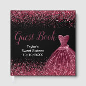Plum Purple Dress Faux Glitter Sweet 16 Birthday Gästebuch (Vorderseite)