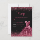 Plum Purple Dress Faux Glitter Sweet 16 Birthday RSVP Karte (Vorderseite)