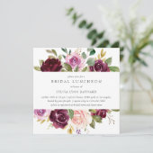 Plum Purple Flowers Fall Floral Bridal Luncheon Einladung (Stehend Vorderseite)