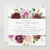 Plum Purple Flowers Fall Floral Bridal Luncheon Einladung (Vorderseite)