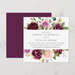 Plum Purple Flowers Fall Floral Bridal Luncheon Einladung