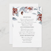 Plum Purple Flowers Wedding Information Guest Card Begleitkarte (Vorne/Hinten)