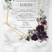 Plum Purple Gold Geometric Marble Photo Dreifach Gefaltete Einladung (Innenseite Mitte)