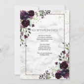 Plum Purple Gold Watercolor Marble Fall Reception Einladung (Rückseite)
