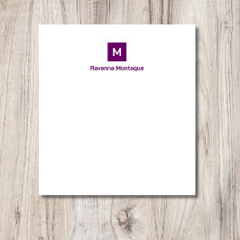 Plum Purple Modern Chic Trendy Monogram Name  Notizblock