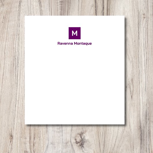 Plum Purple Modern Chic Trendy Monogram Name  Notizblock