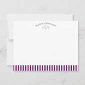 Plum Purple Modern Open Hearts Striped Note Card Mitteilungskarte (Vorderseite)