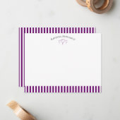 Plum Purple Modern Open Hearts Striped Note Card Mitteilungskarte (Vorderseite/Rückseite Beispiel)