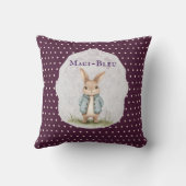 Plum Purple Polka Dot Bunny Name Accent Pillow Kissen (Rückseite)