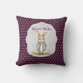 Plum Purple Polka Dot Bunny Name Accent Pillow Kissen (Vorderseite)