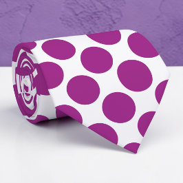 Plum Purple Polka Dots on White Custom Necktie Krawatte