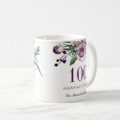Plum Purple Rose 100th Birthday Gift Kaffeetasse (VorderseiteRechts)