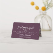 Plum Purple Wedding Table Seating Cards Platzkarte (Vorderseite)