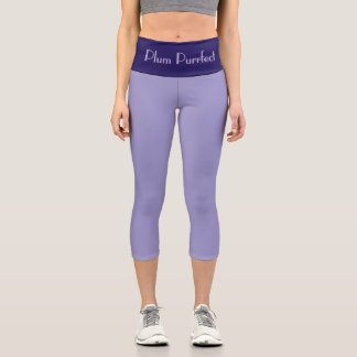 "PLUM PURRFRCT" Custom High-Waisted Capri Pants Leggings