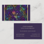 Plum Rainbow Metallic Embossed Look Damask Visitenkarte (Vorne/Hinten)