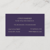 Plum Rainbow Metallic Embossed Look Damask Visitenkarte (Rückseite)